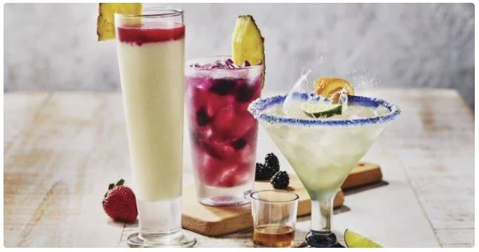 ALCOHOLIC BEVERAGES MENU featuring a variety of refreshing alcoholic drinks.