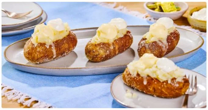 Red Lobster family baked potatoes served hot with butter and toppings