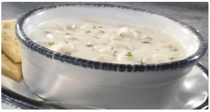 Red Lobster New England Clam Chowder cup creamy clam soup.