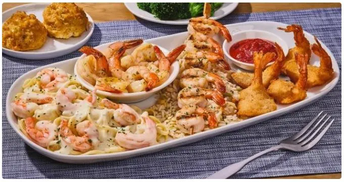Delicious Shrimp lobster from seafood boil platter.