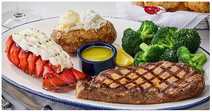 Maine Lobster Tail and NY Strip steak.